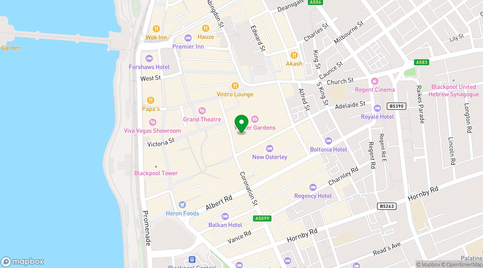 Map showing Winter Gardens Blackpool