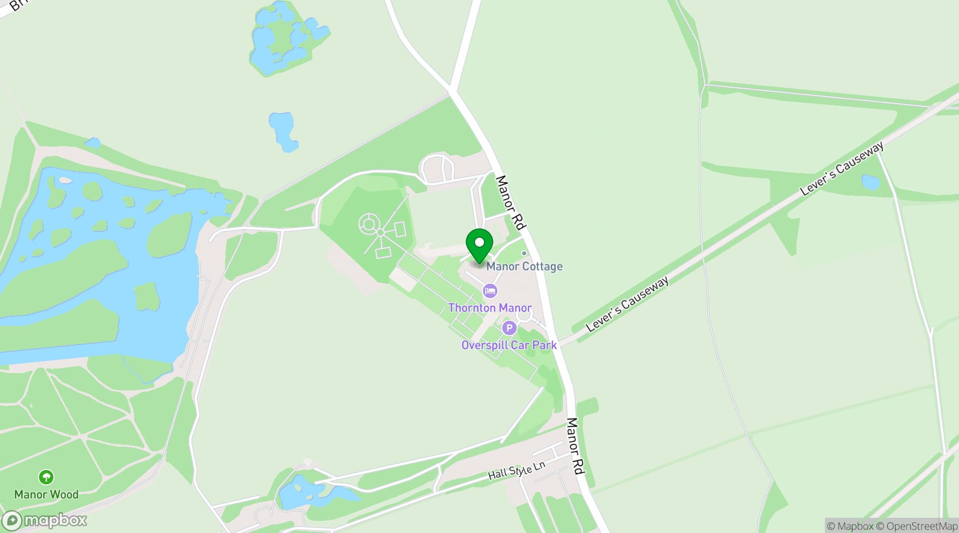 Map showing Thornton Manor Country Estate Wedding Venue