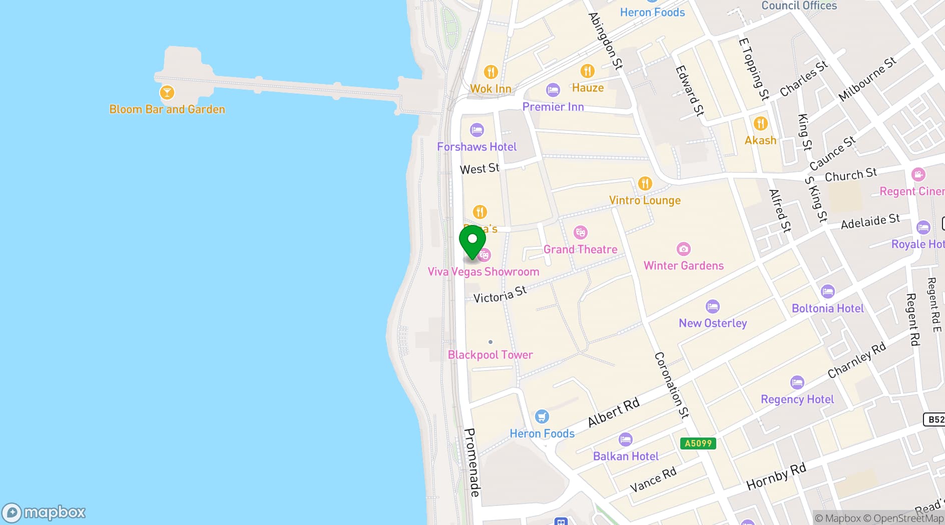 Map showing Viva Blackpool