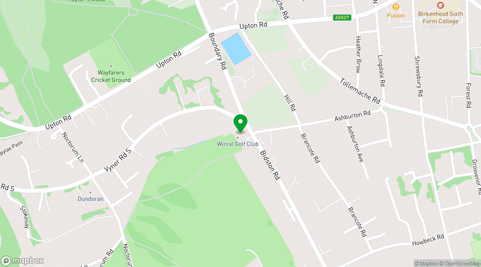 Map showing Wirral Golf Club