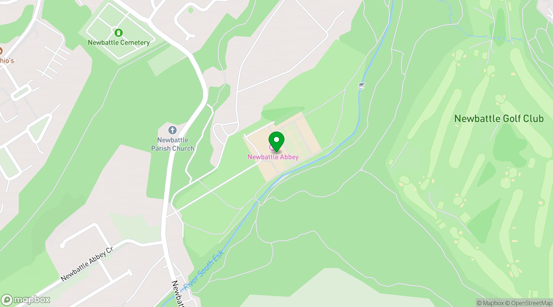 Map showing Newbattle Abbey