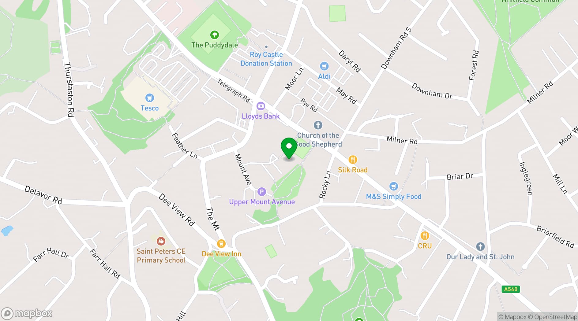 Map showing Heswall Hall