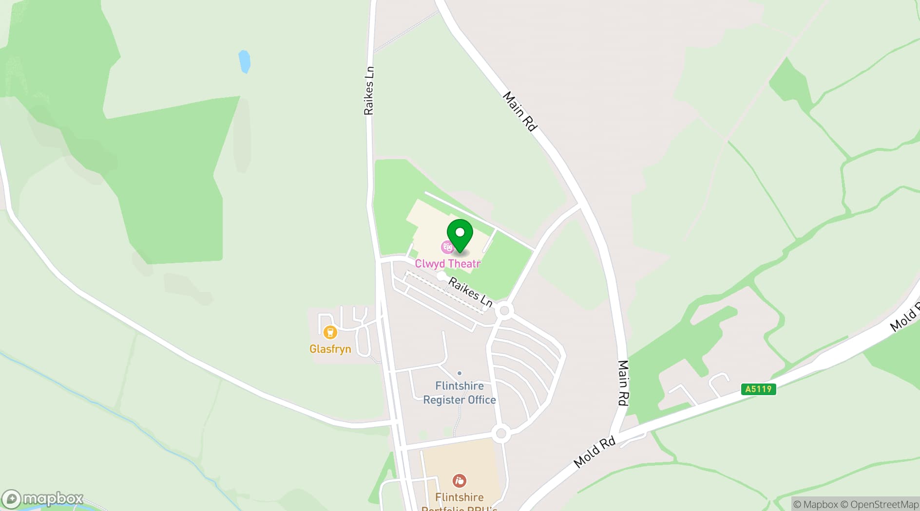 Map showing Theatr Clwyd