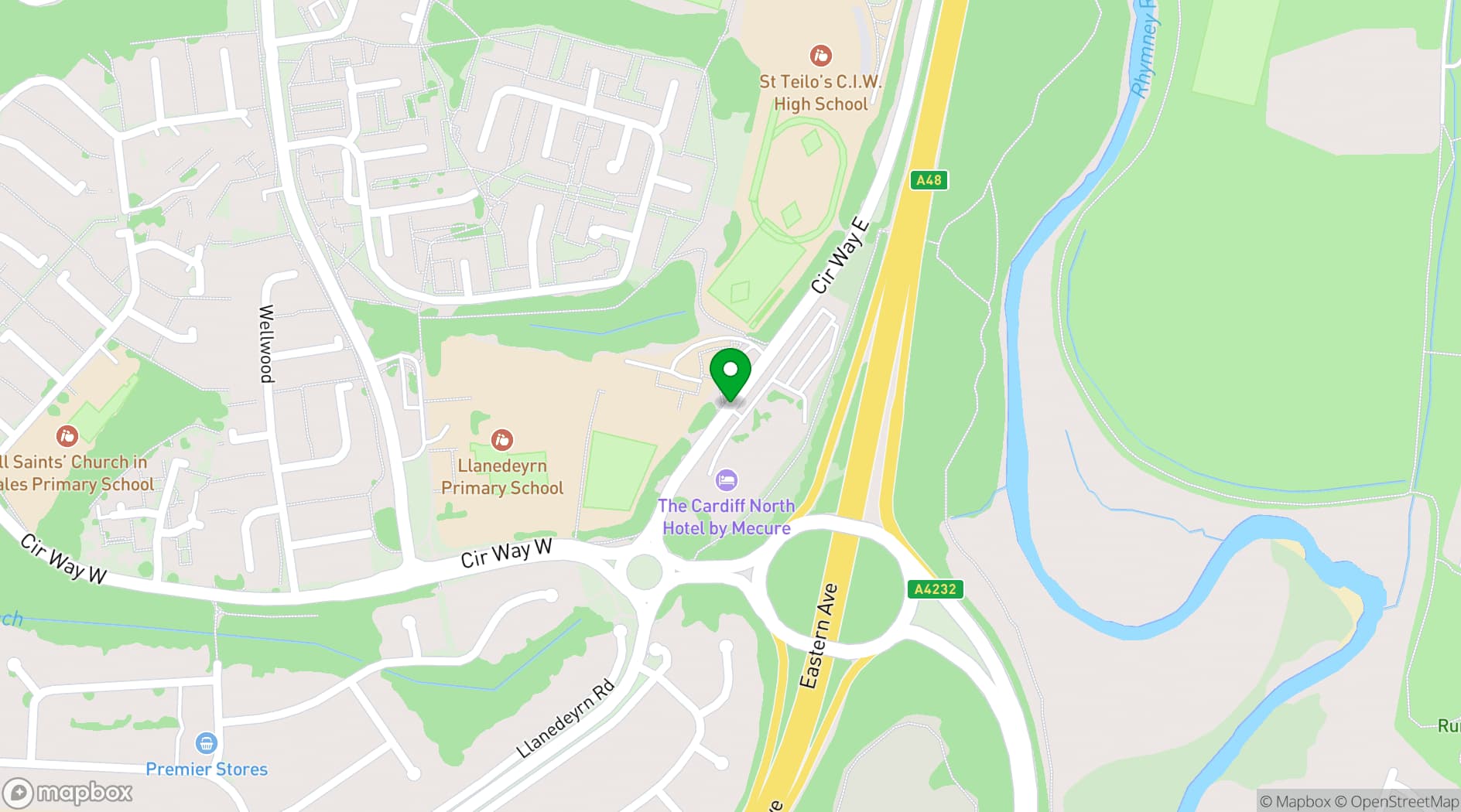 Map showing Mercure Cardiff North Hotel