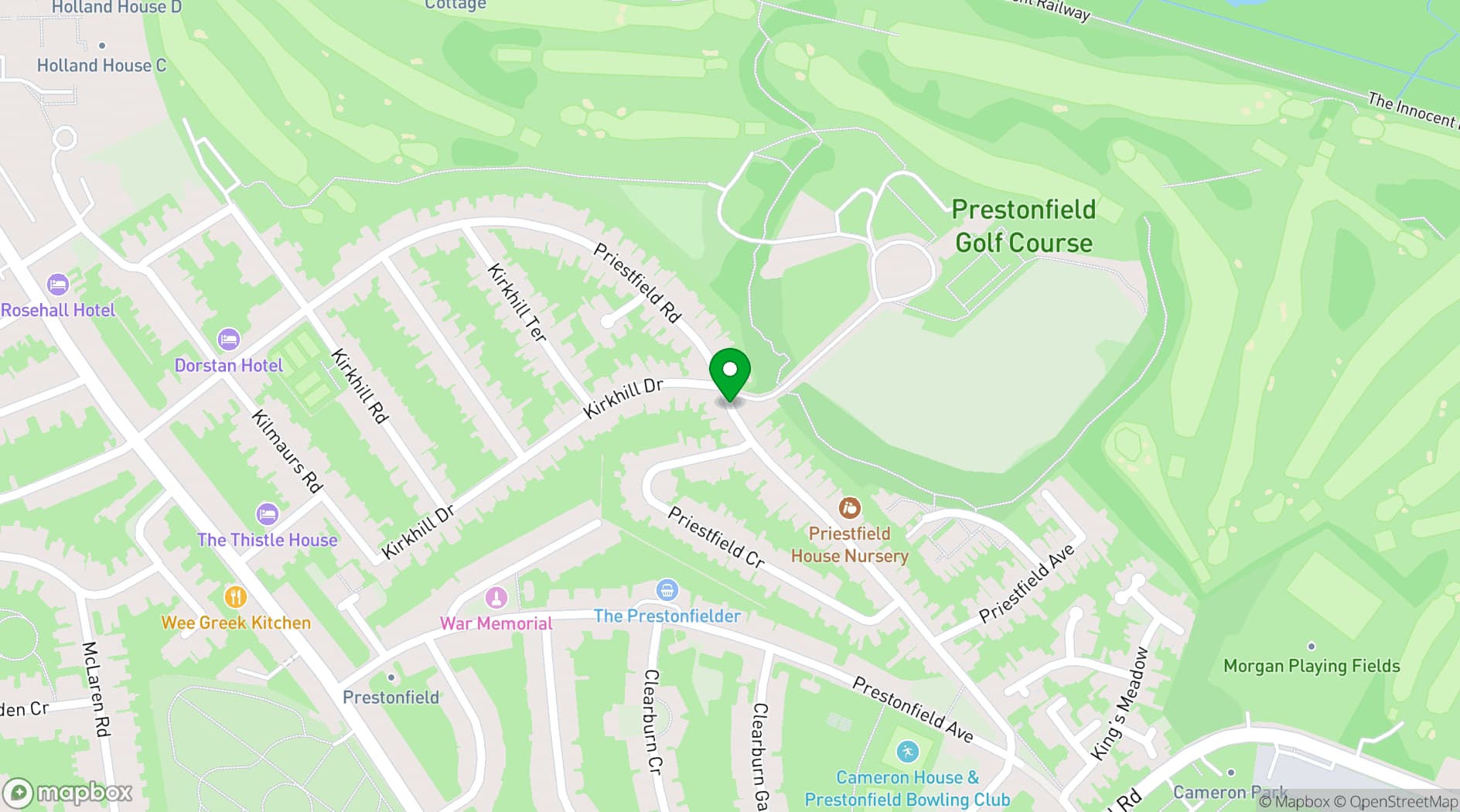 Map showing Prestonfield House