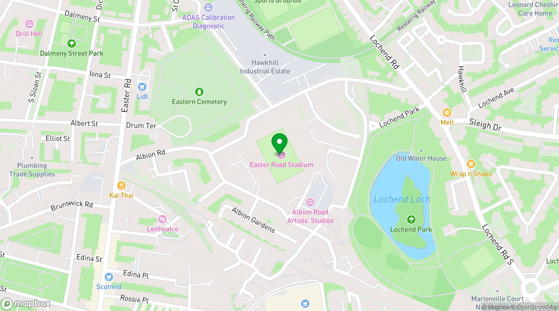 Map showing Hibernian FC
