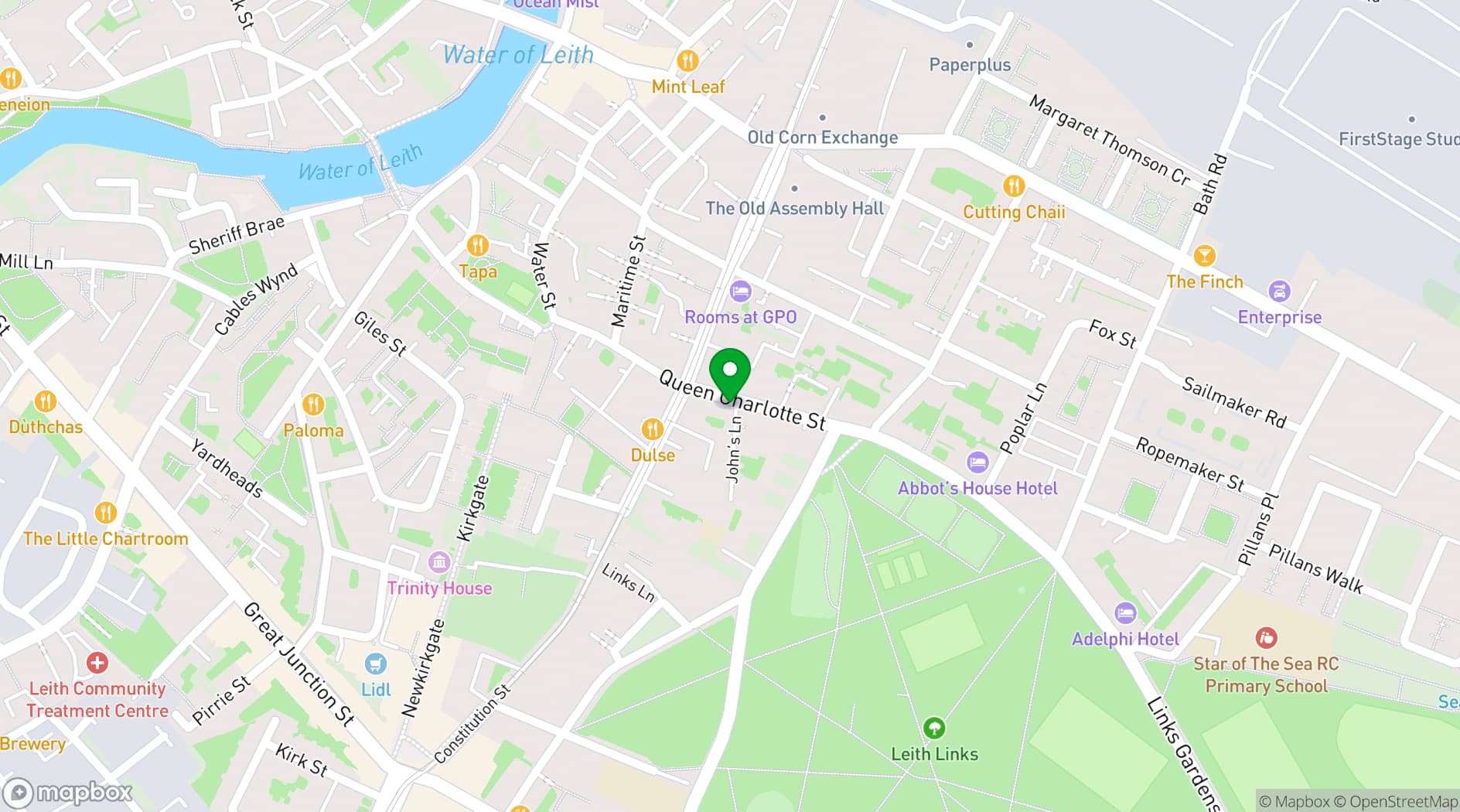Map showing The Queen Charlotte Rooms