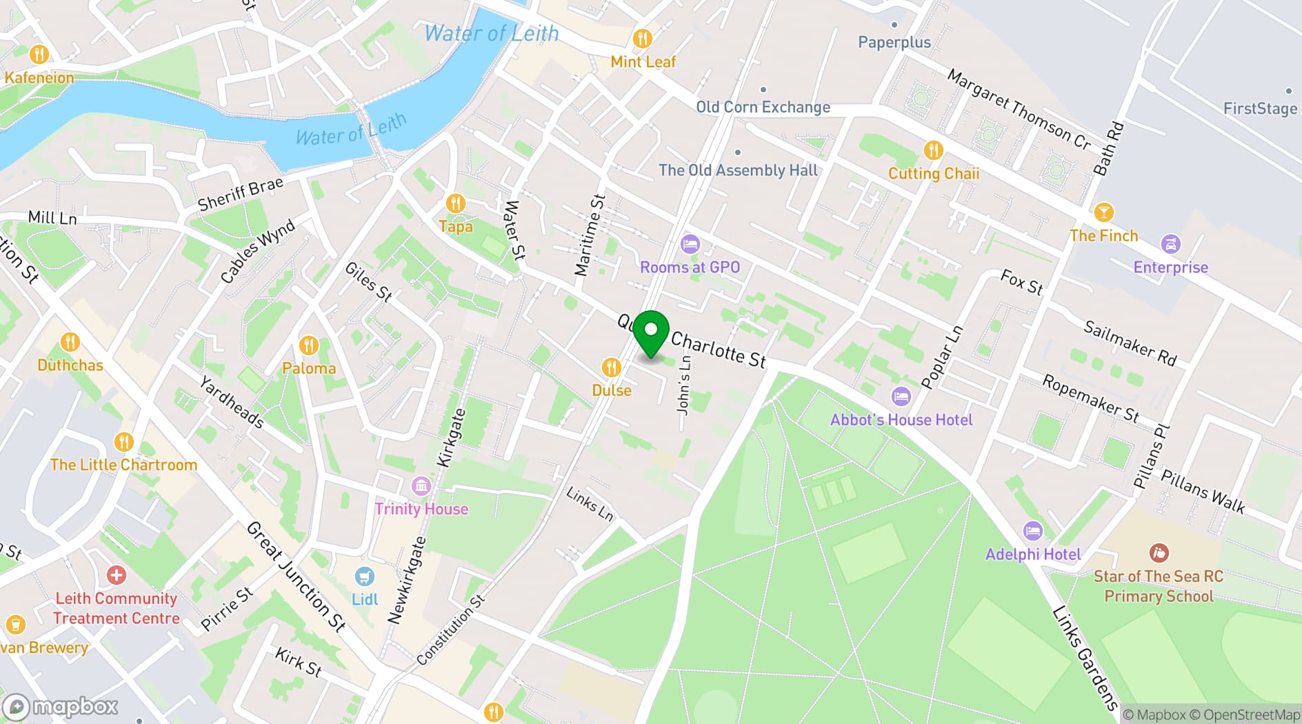 Map showing Leith Arches