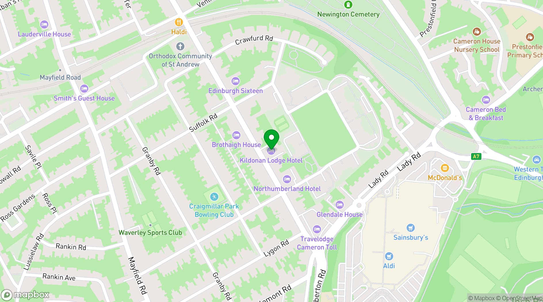 Map showing Kildonan Lodge Hotel