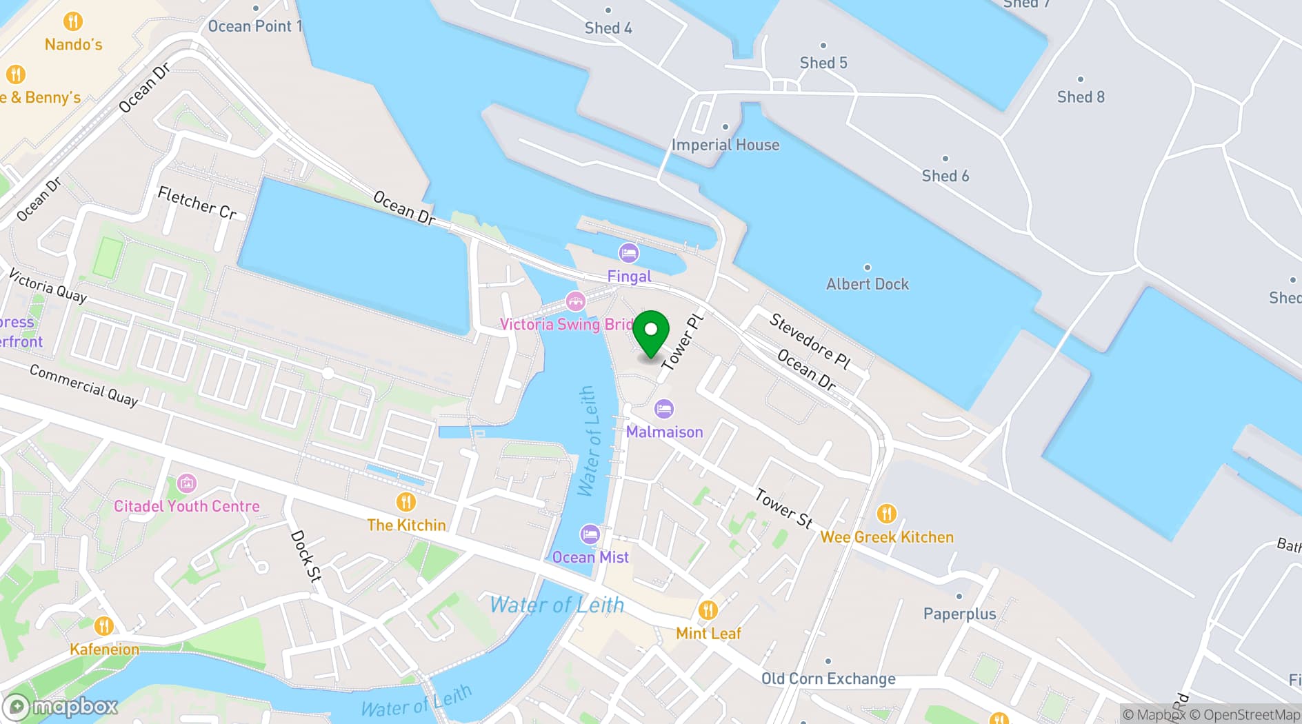 Map showing  Malmaison Edinburgh