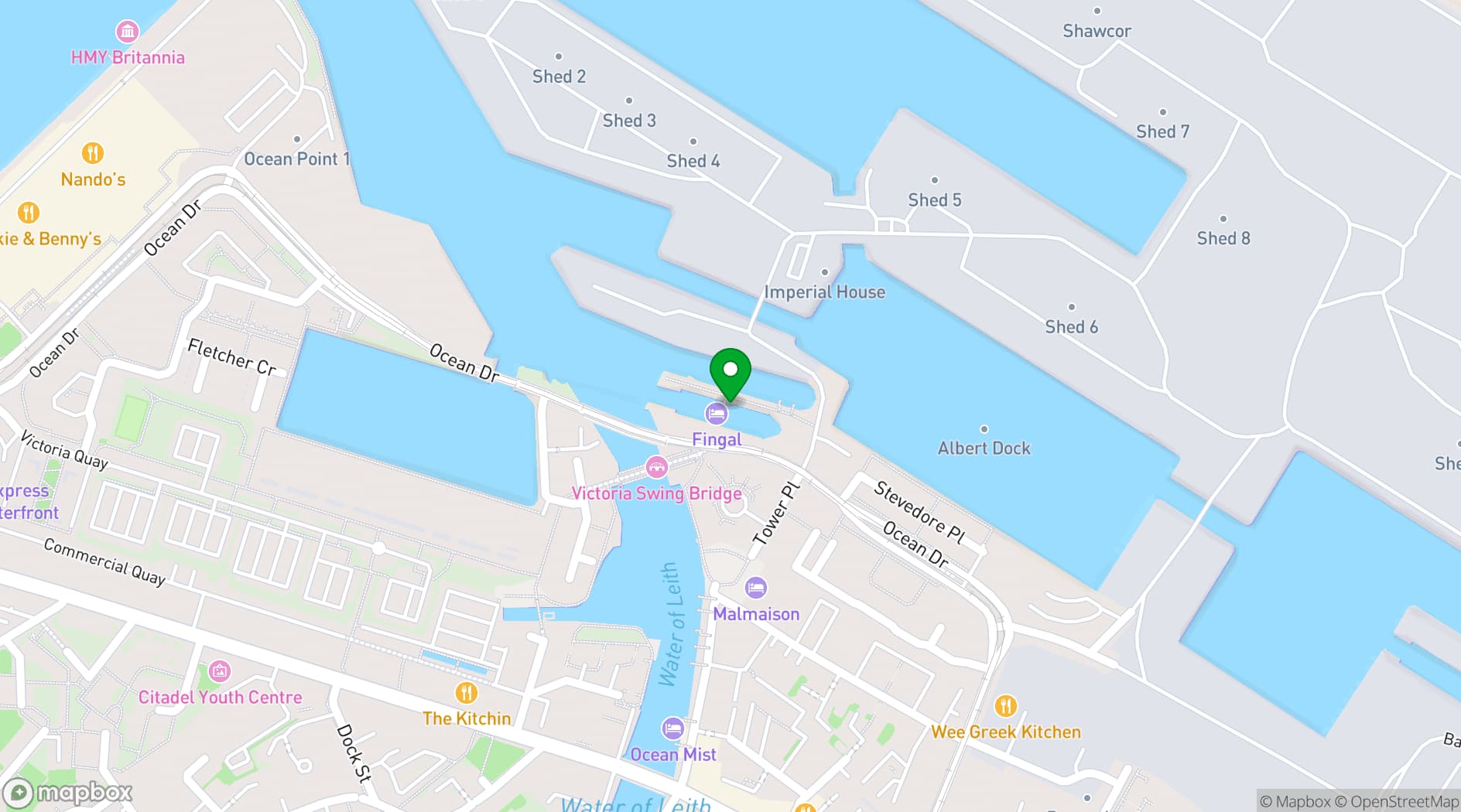 Map showing Fingal Hotel