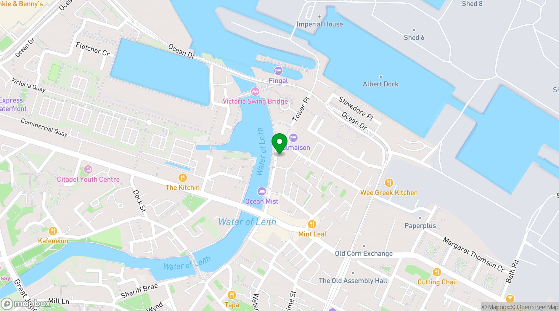 Map showing The Shore at Leith