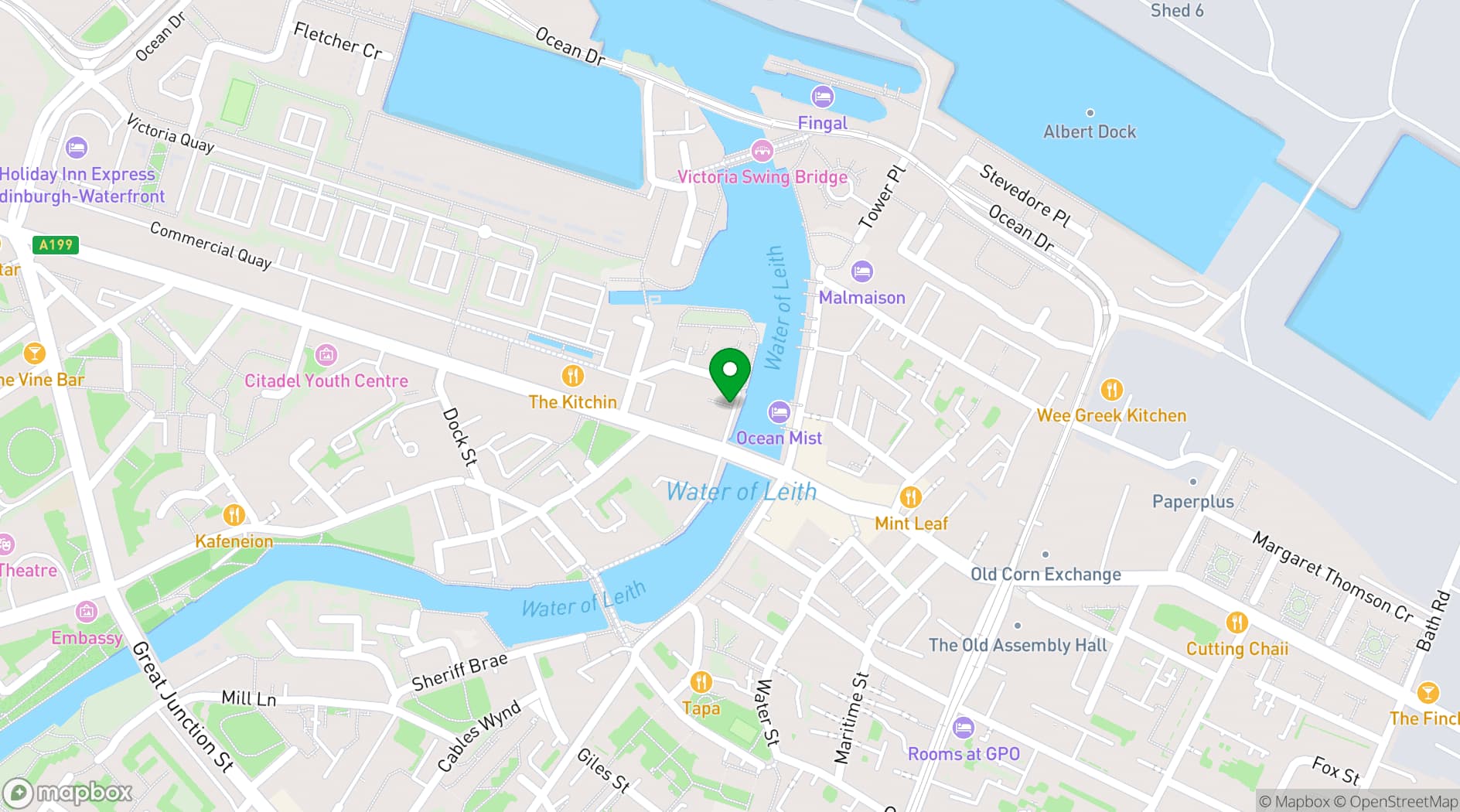 Map showing Custom Lane