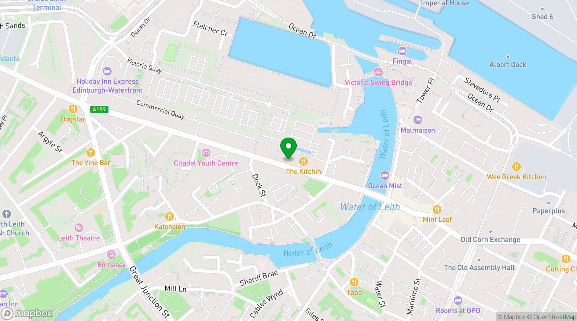 Map showing Clockwise Edinburgh Leith