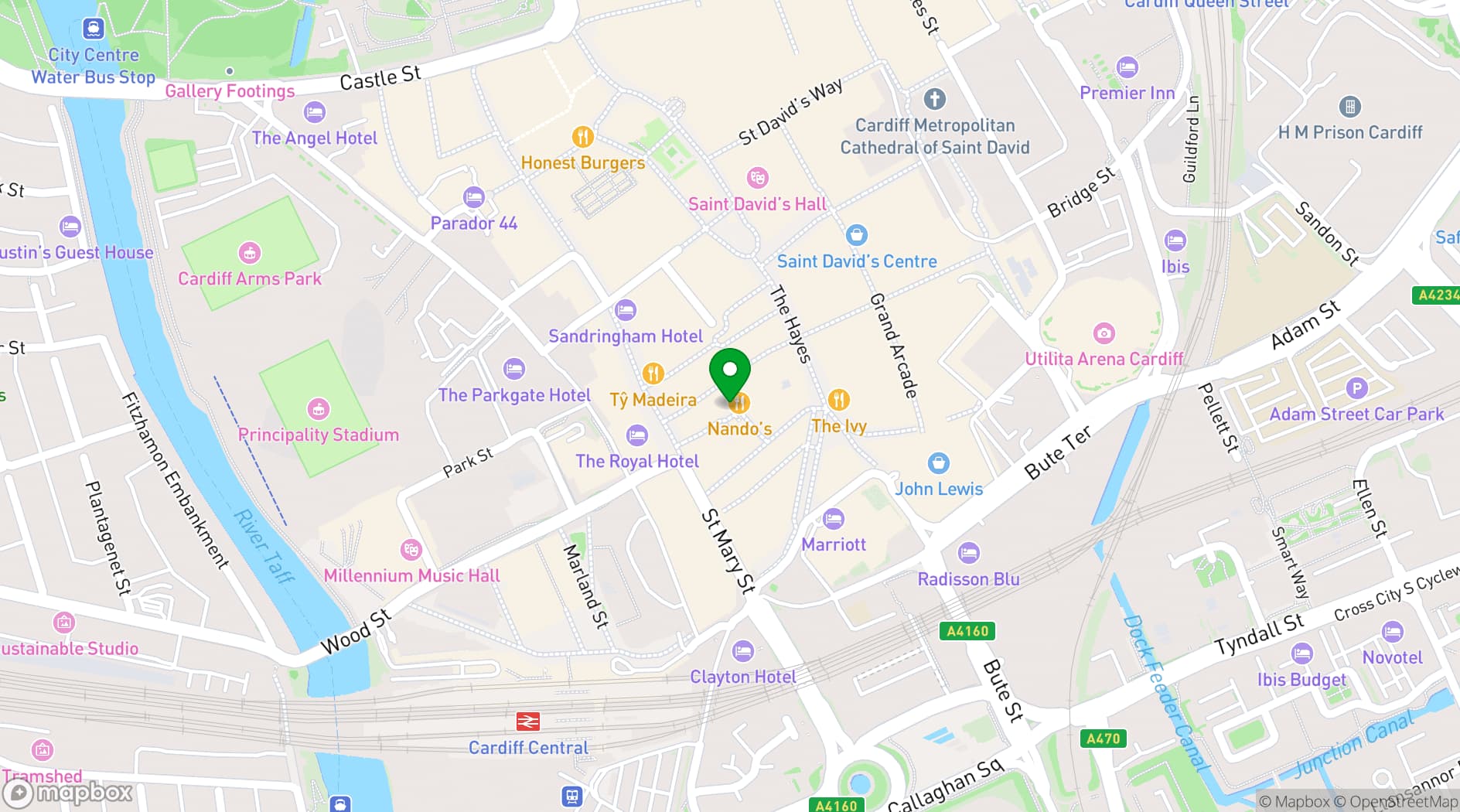 Map showing Boom Battle Bar Cardiff