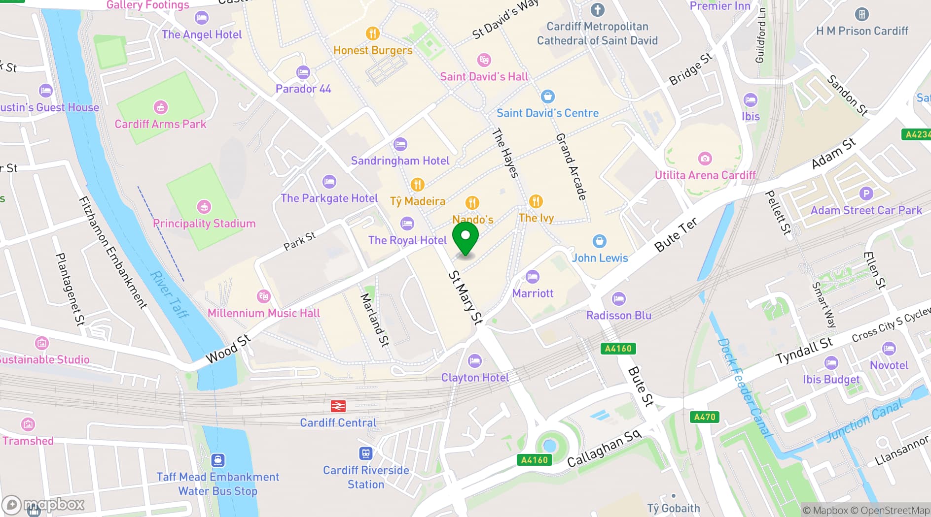 Map showing Tonight Josephine Cardiff