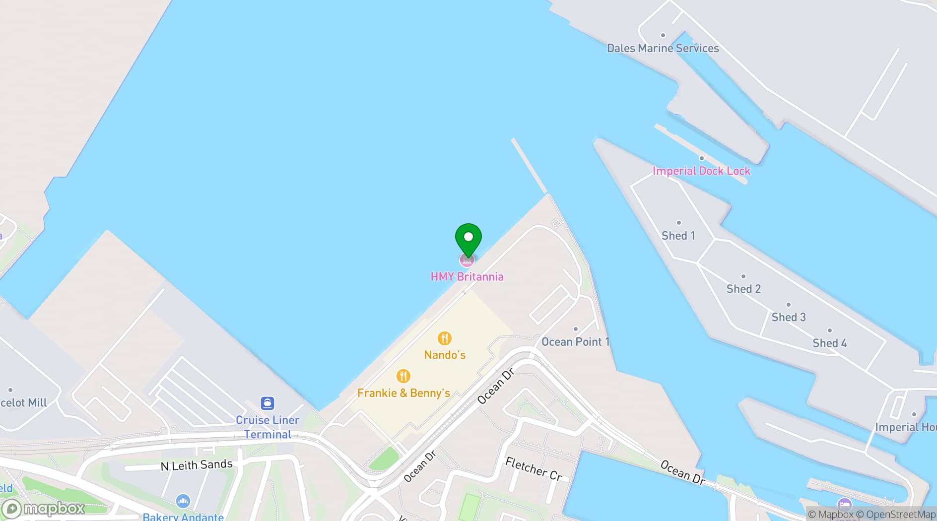 Map showing The Royal Yacht Britannia