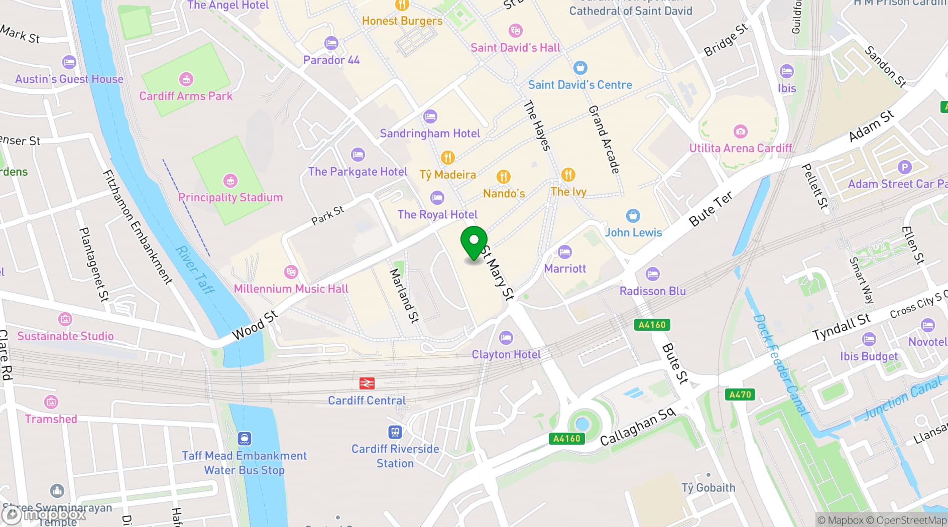 Map showing The Piano Works Cardiff