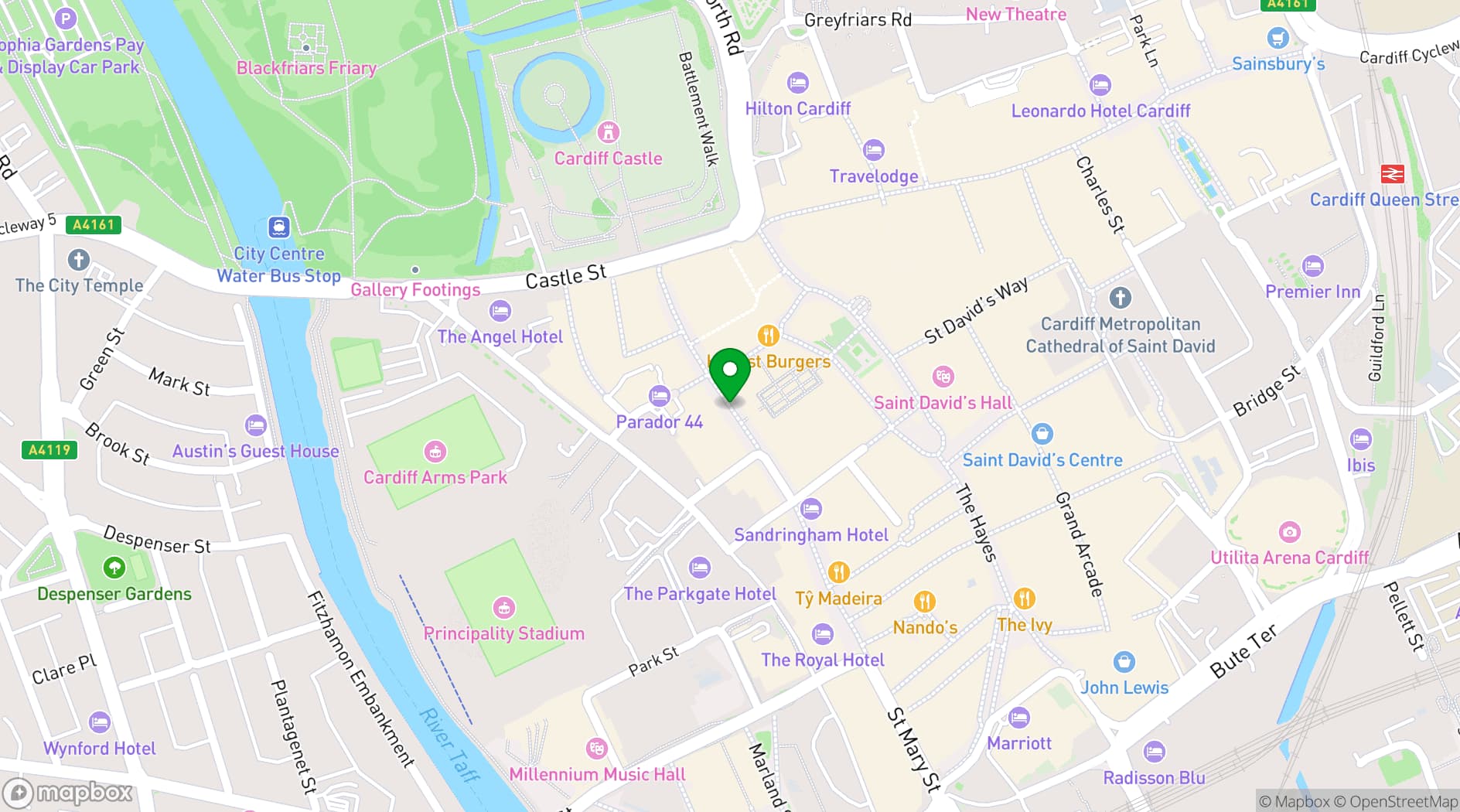 Map showing Flight Club Cardiff