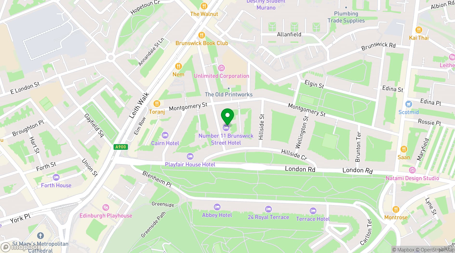 Map showing No.11 Hotel & Brasserie
