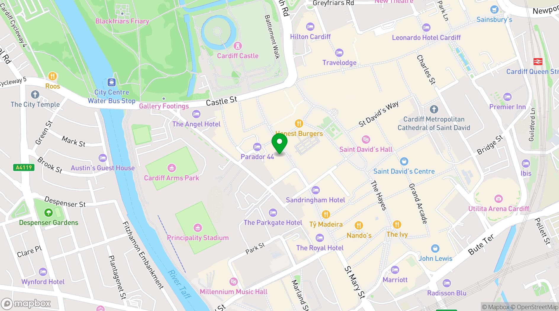 Map showing Ludo Bar Cardiff