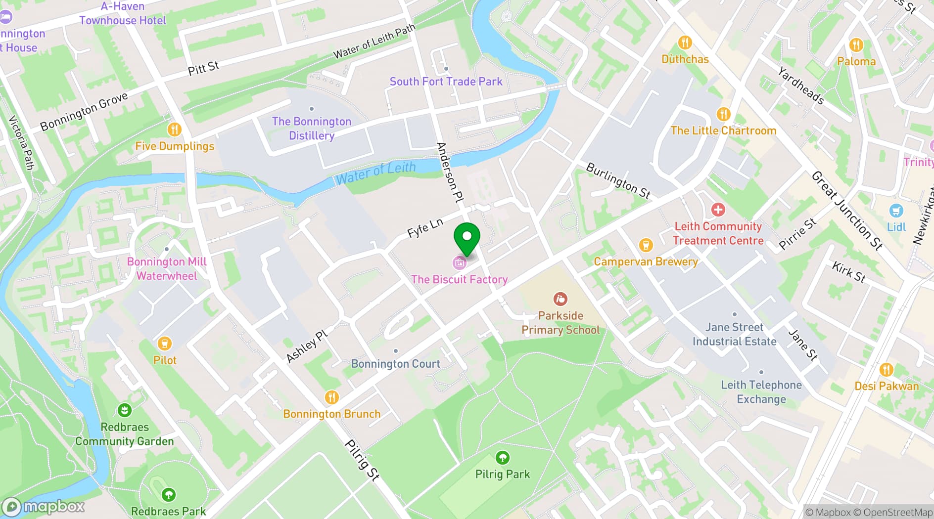 Map showing The Biscuit Factory