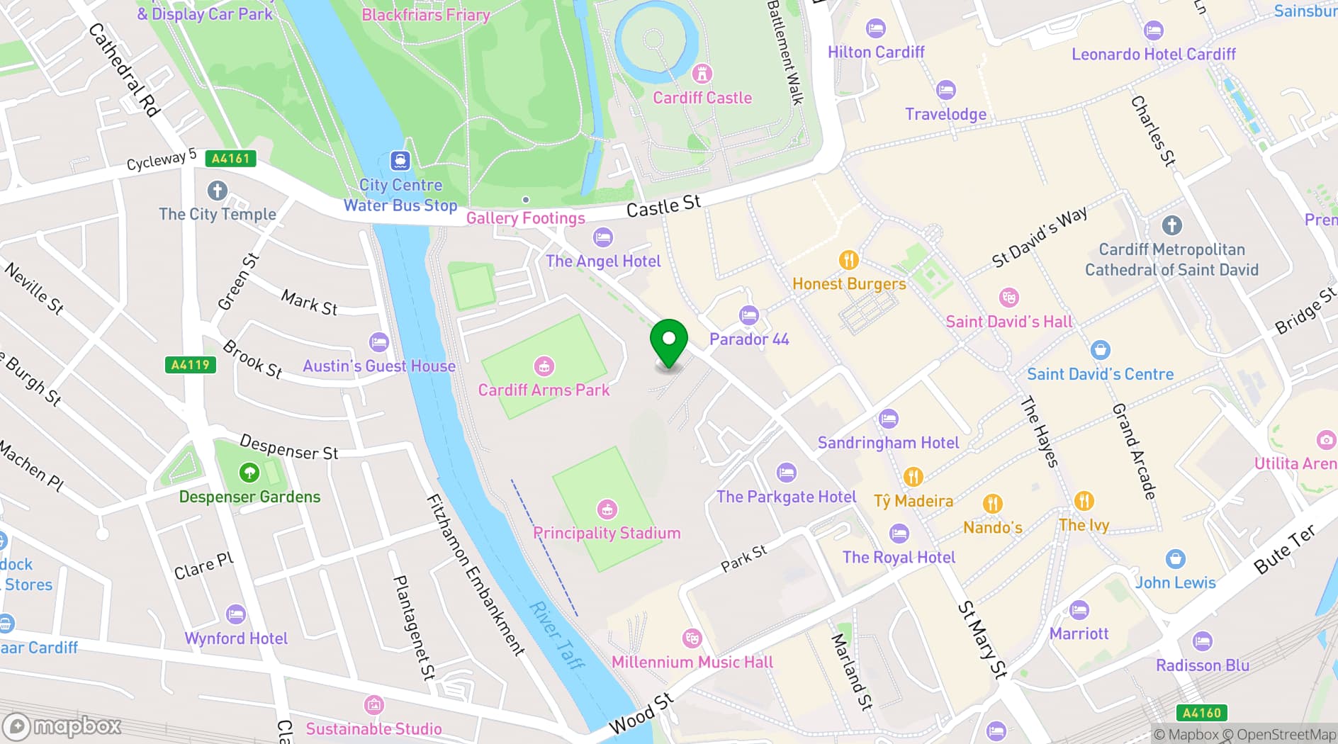 Map showing The Principality Stadium