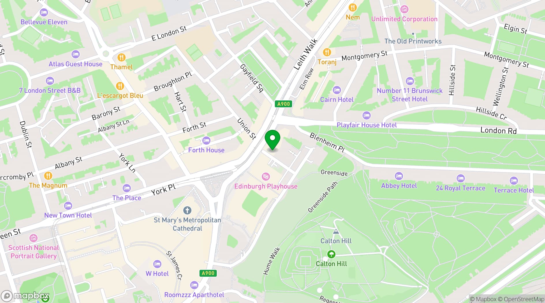 Map showing Courtyard by Marriott Edinburgh City