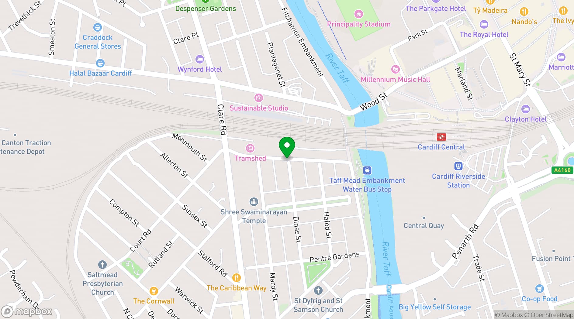Map showing Tramshed Cardiff 