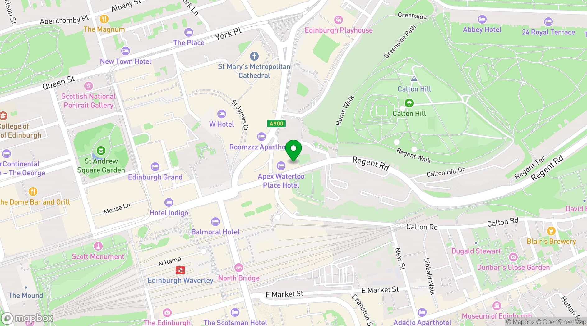Map showing Apex Waterloo Place Hotel