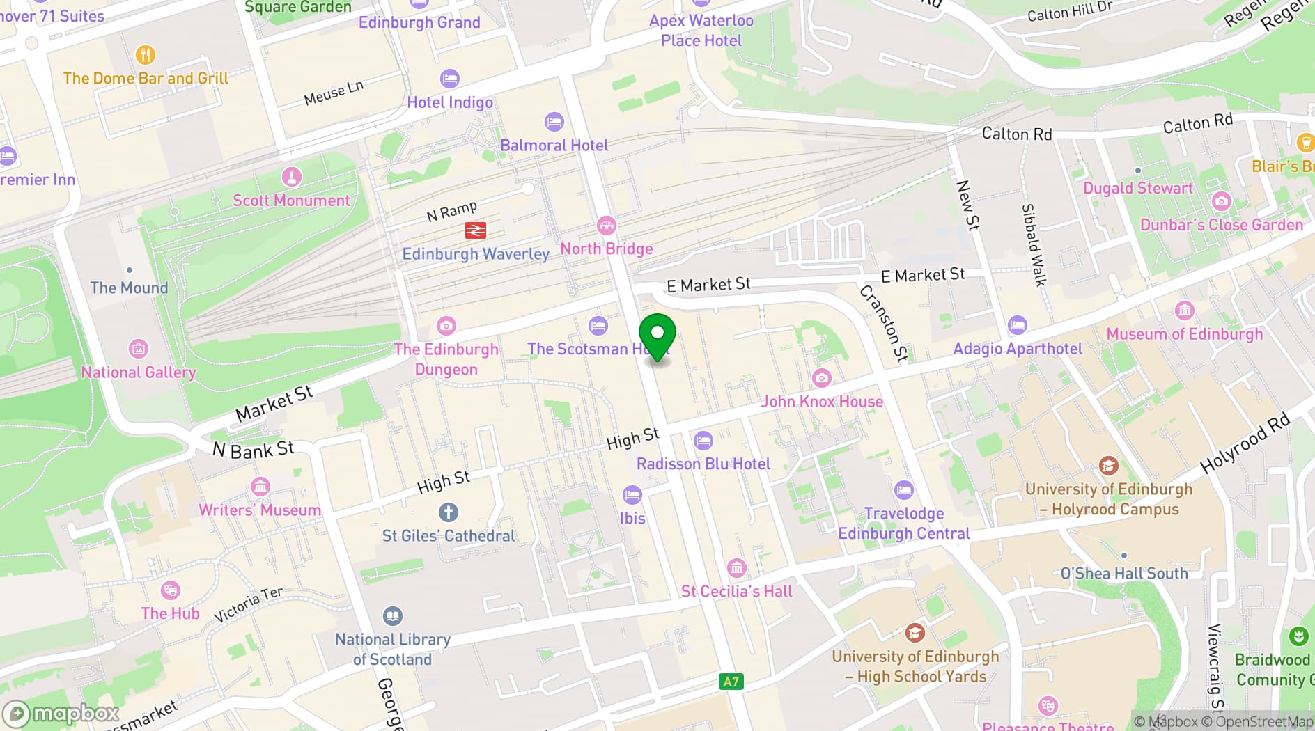 Map showing Hilton Edinburgh Carlton