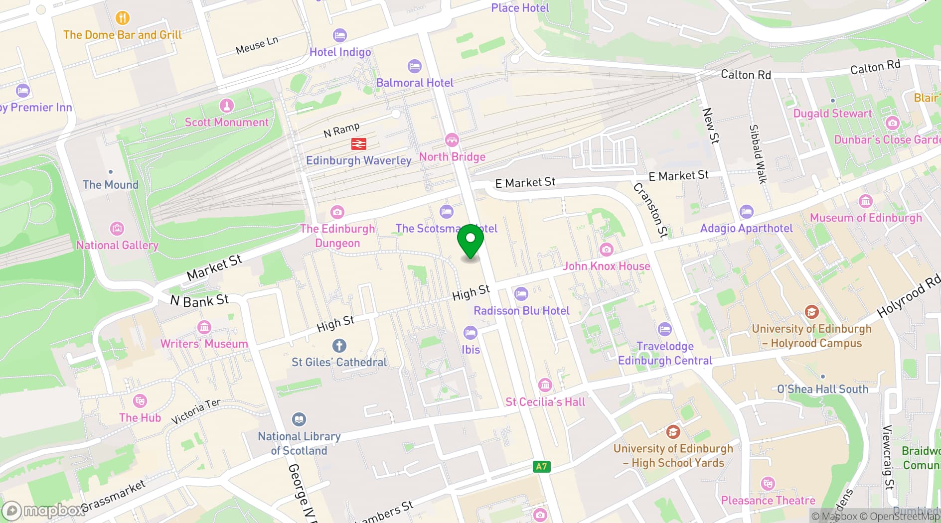 Map showing Bella Italia Edinburgh Northbridge