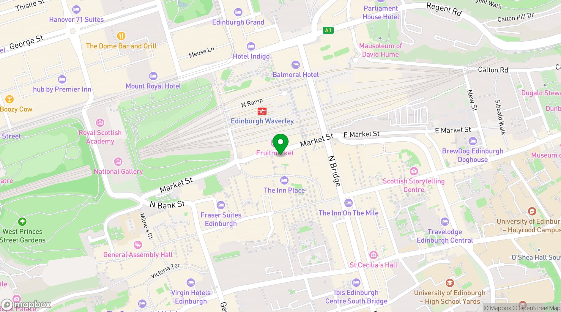 Map showing Market Street Hotel