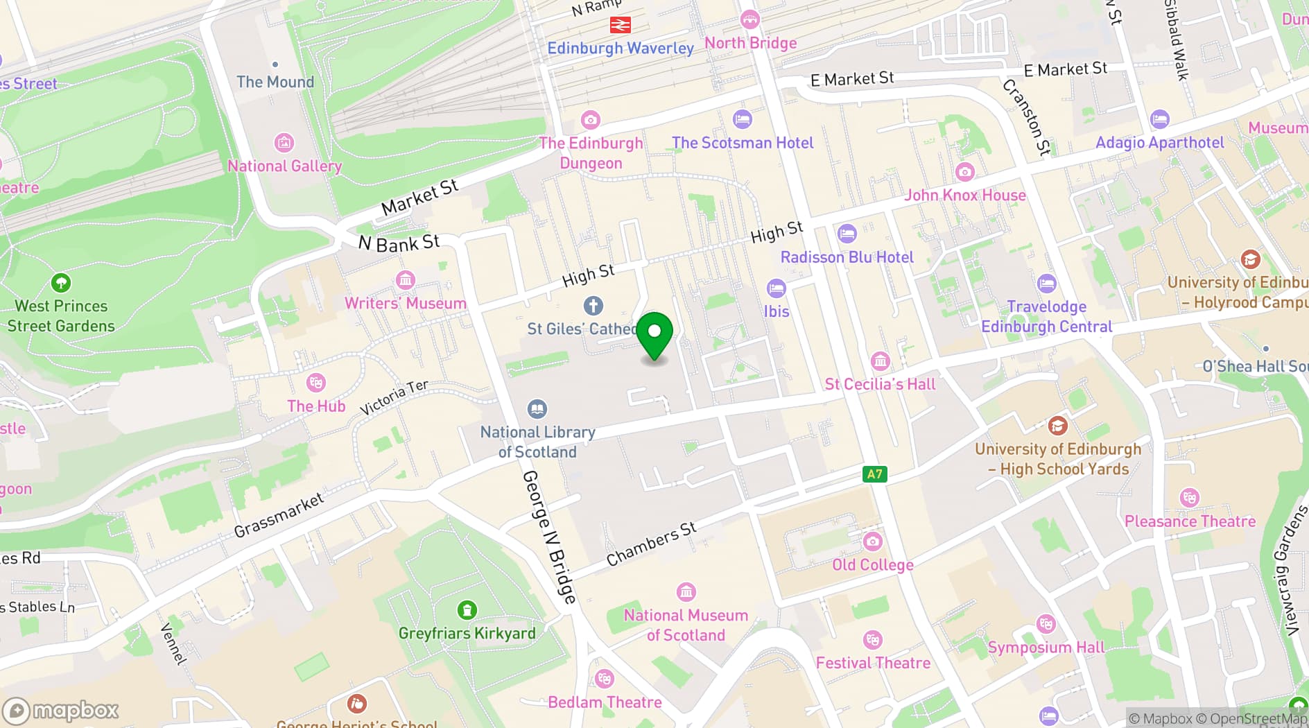 Map showing Flight Club Edinburgh