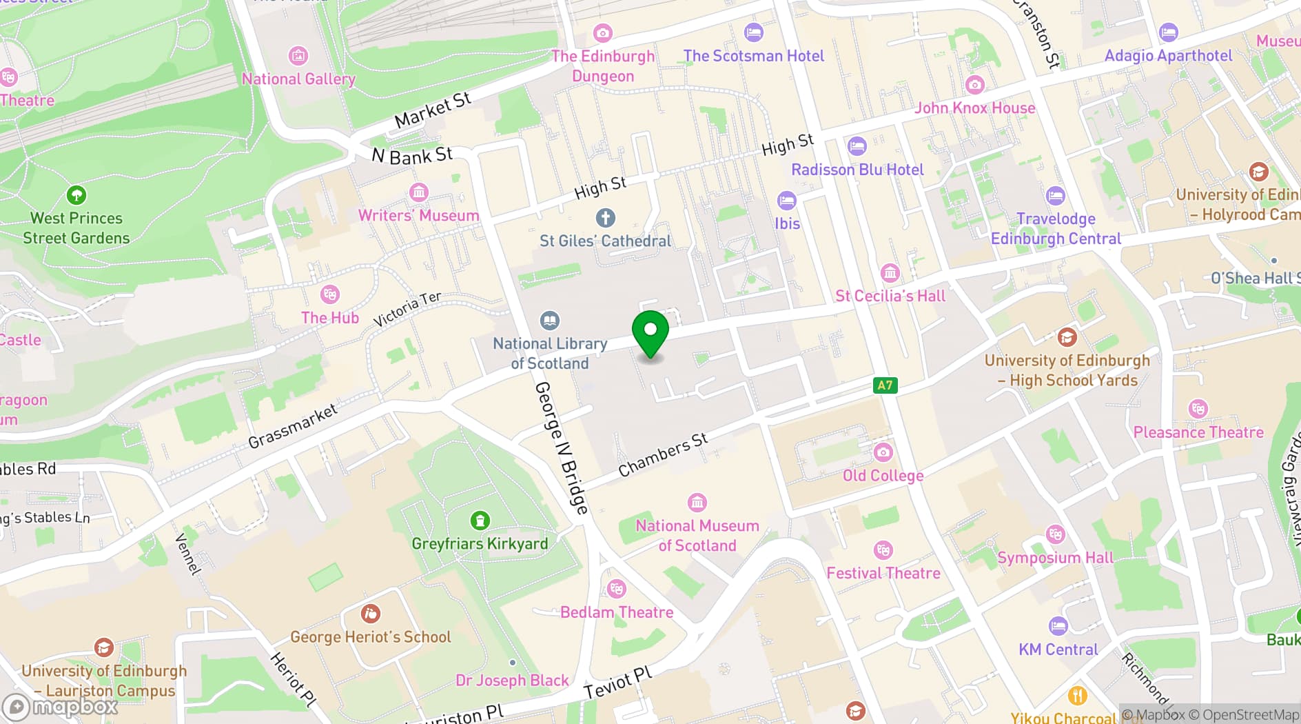 Map showing The Three Sisters Bar