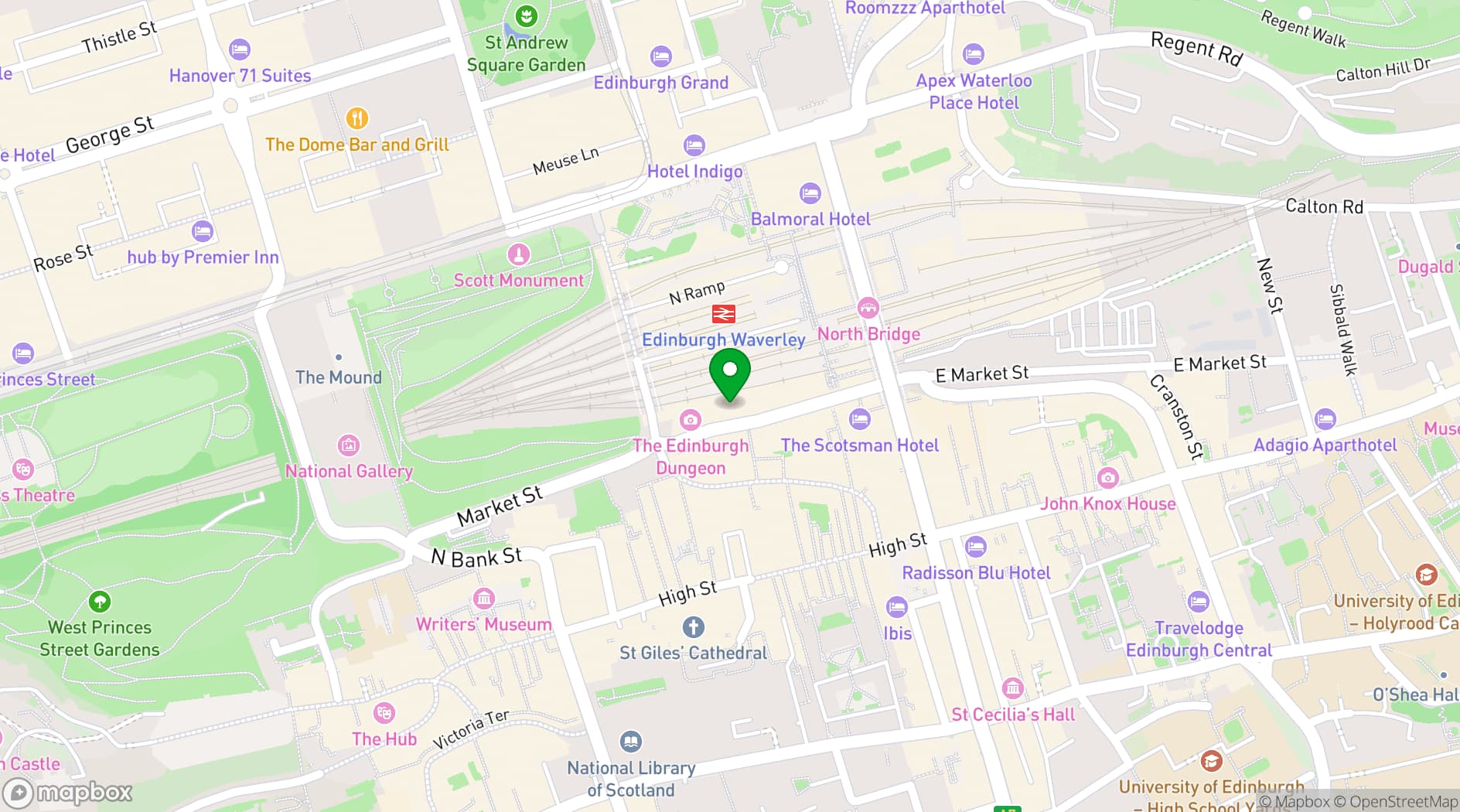 Map showing Belushi's Bar Edinburgh