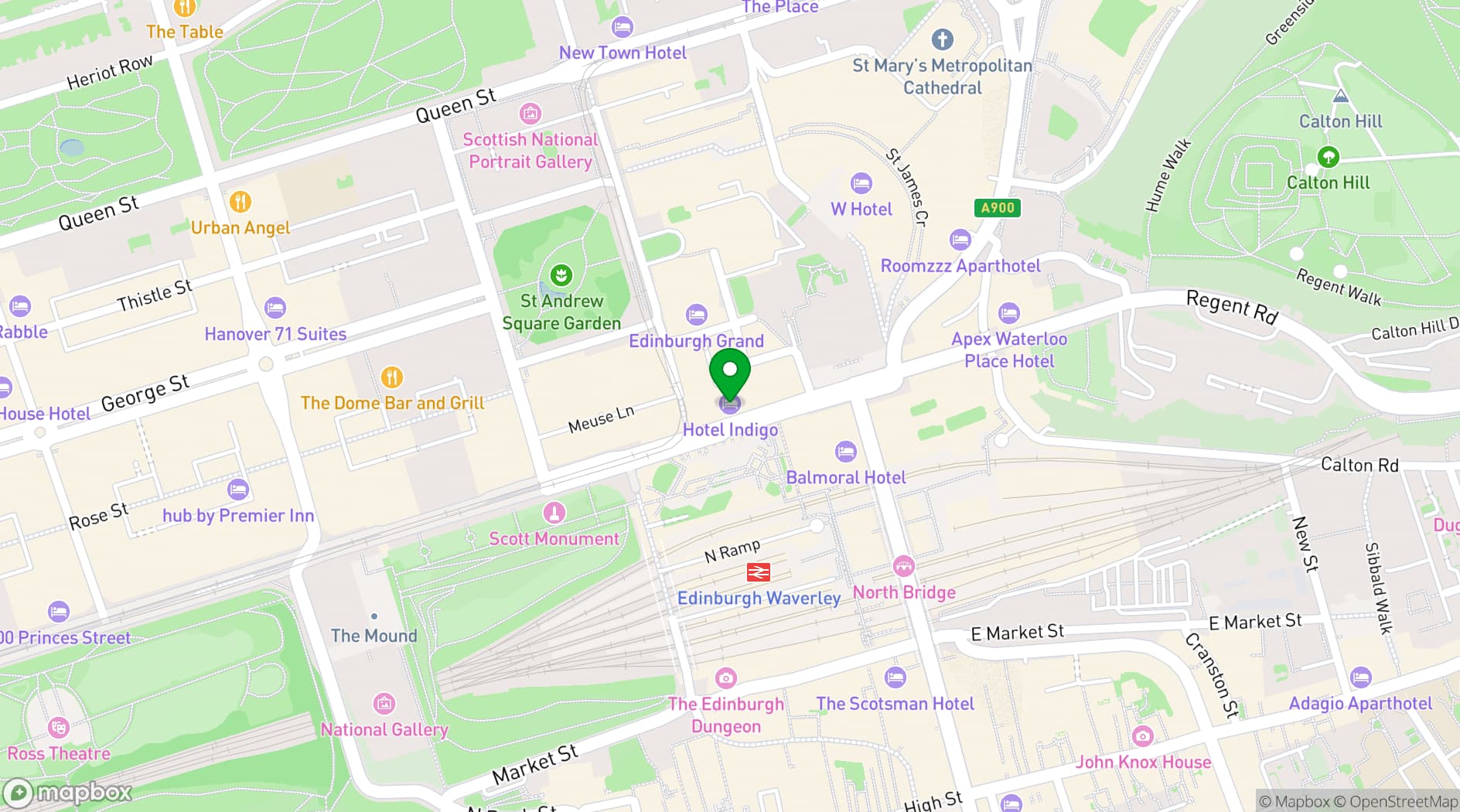 Map showing Hotel Indigo Edinburgh - Princes Street