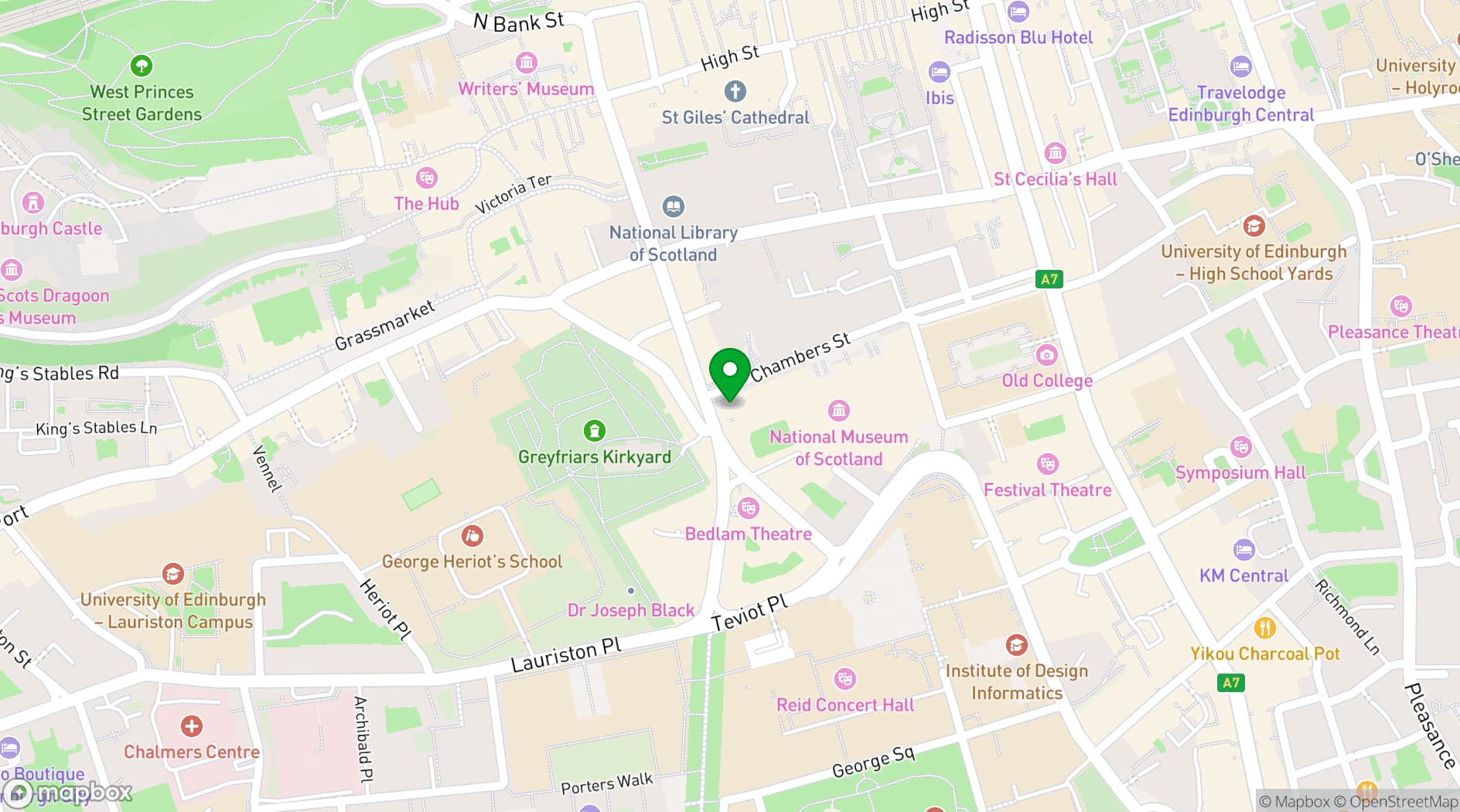 Map showing National Museum of Scotland