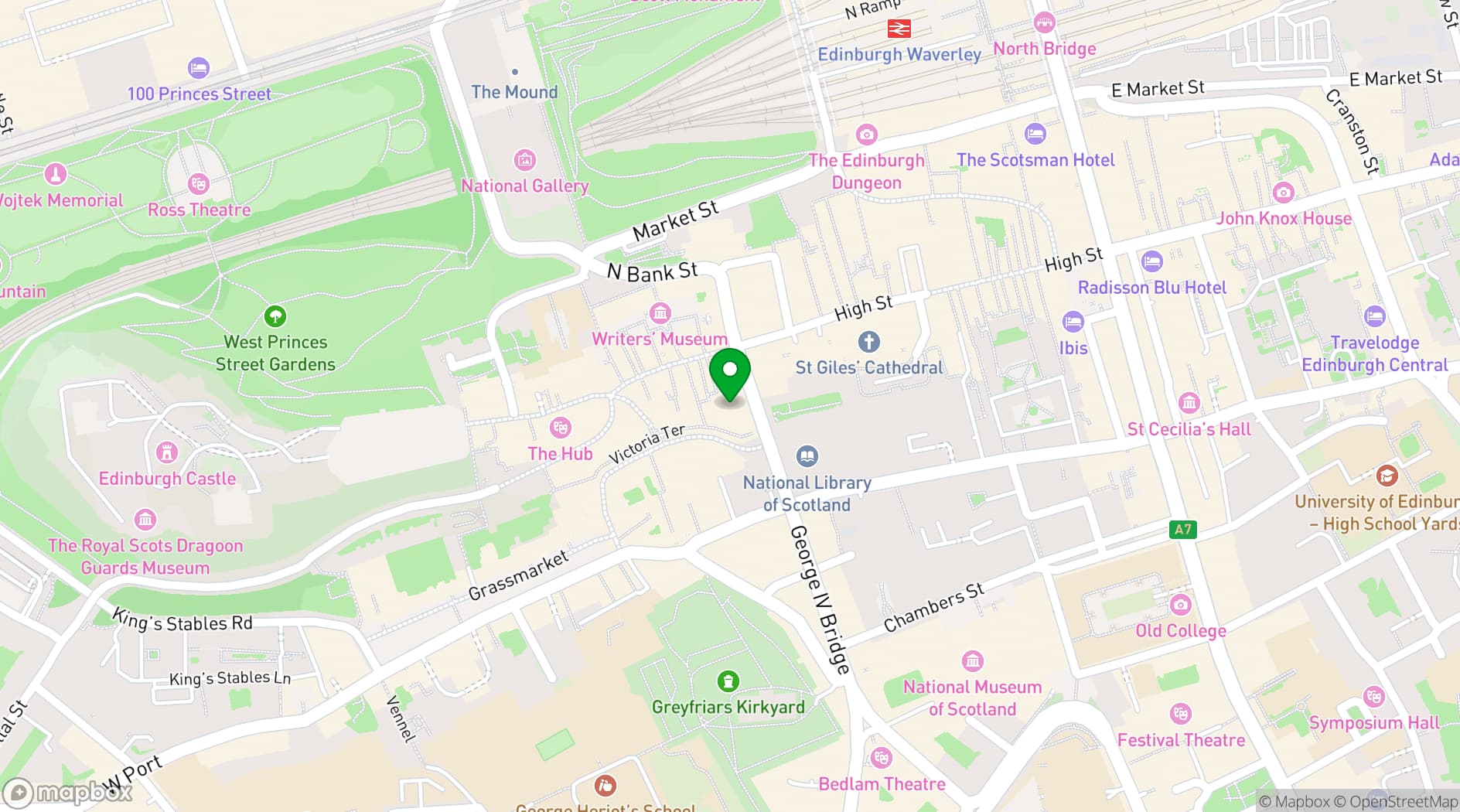 Map showing Radisson Collection Hotel, Royal Mile Edinburgh