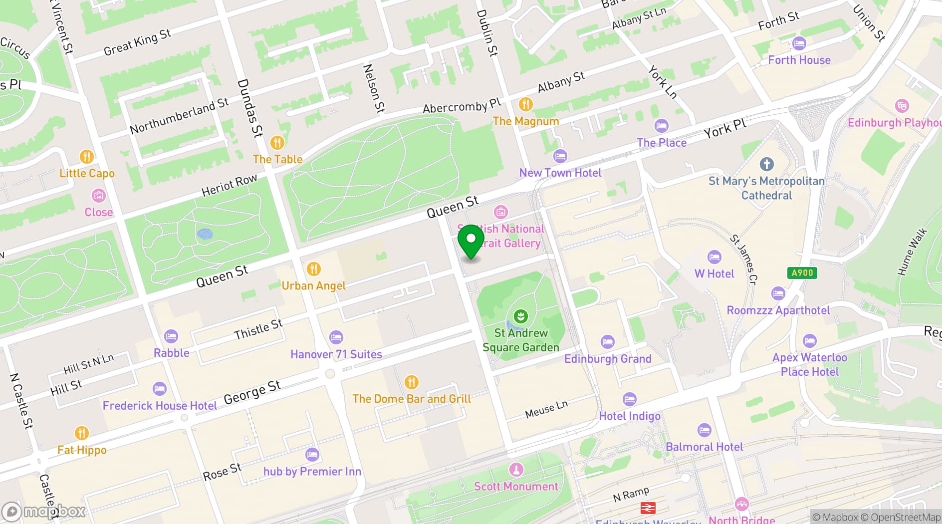 Map showing Malmaison Edinburgh City