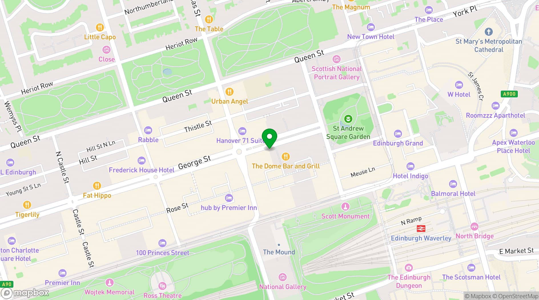 Map showing Le Monde Hotel, Bar & Restaurant