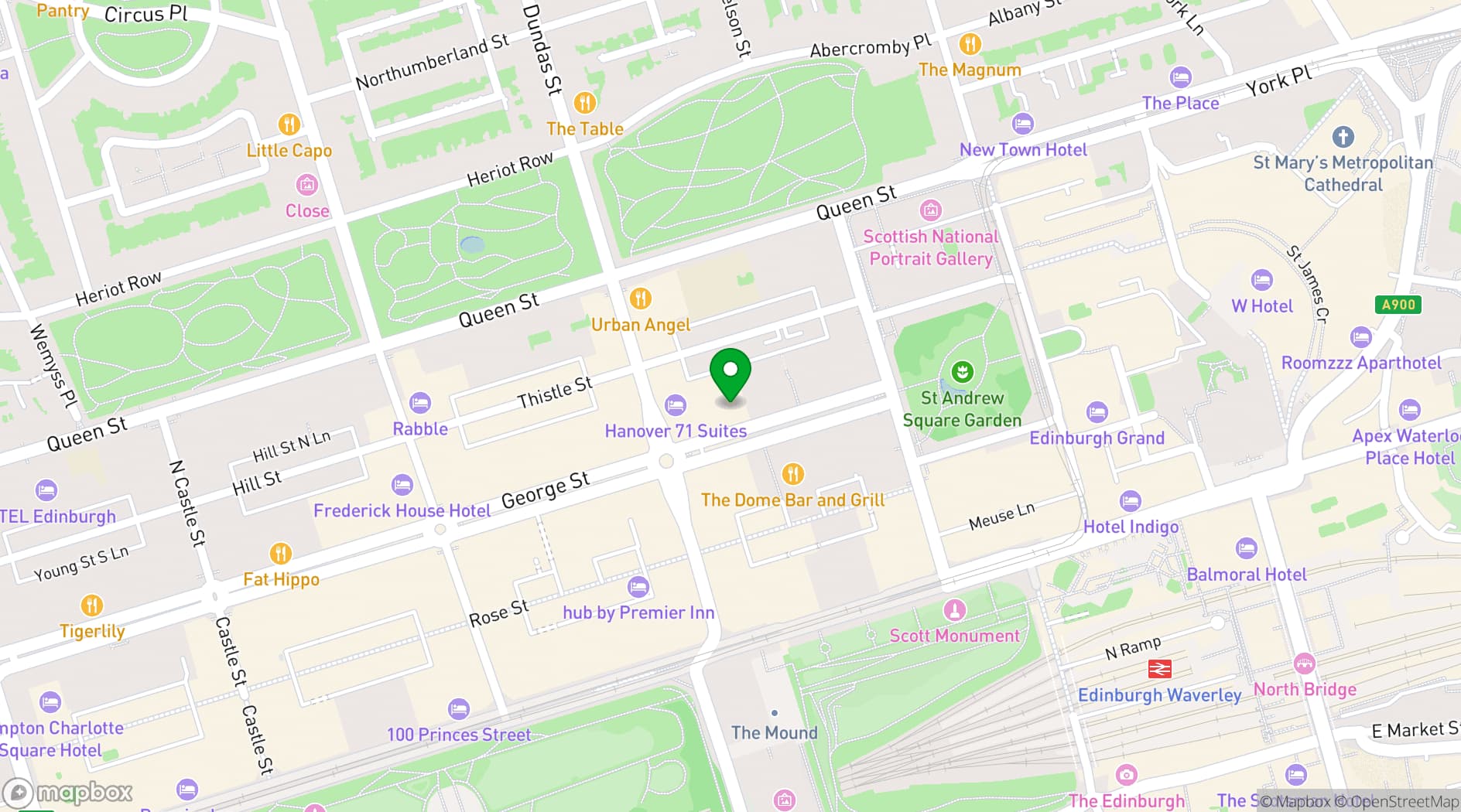 Map showing InterContinental Edinburgh The George
