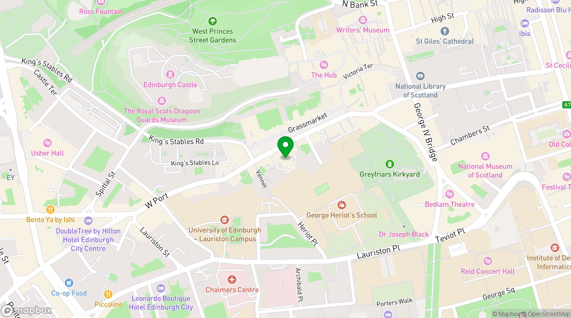 Map showing Apex Grassmarket Hotel