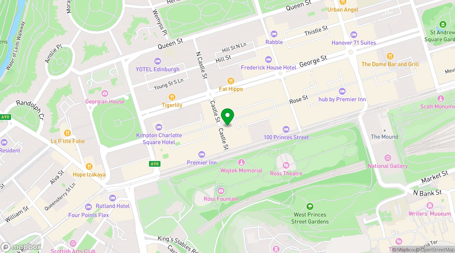 Map showing Tantra Edinburgh