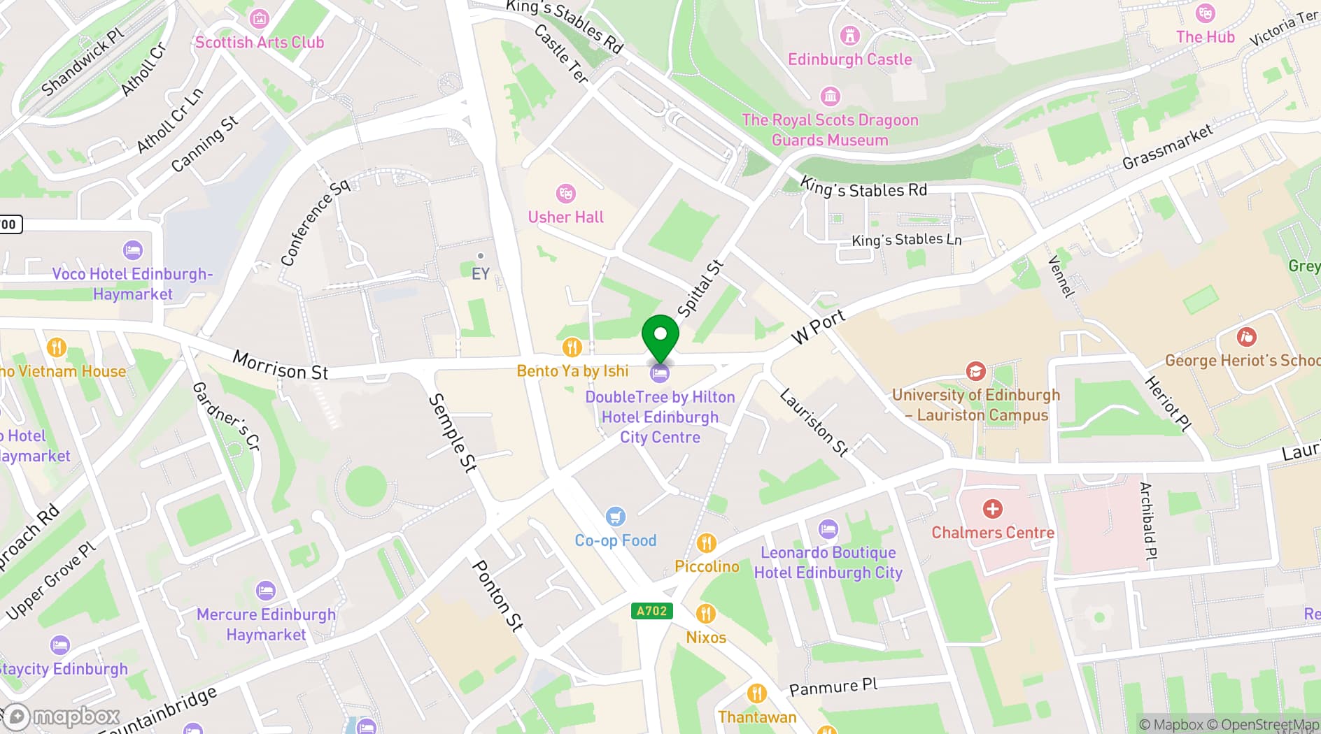 Map showing DoubleTree by Hilton Edinburgh City Centre