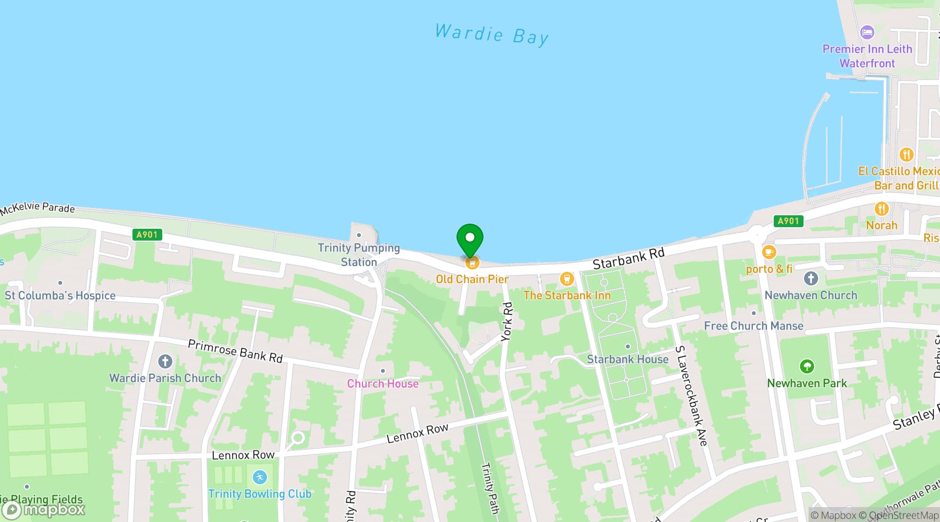 Map showing Old Chain Pier