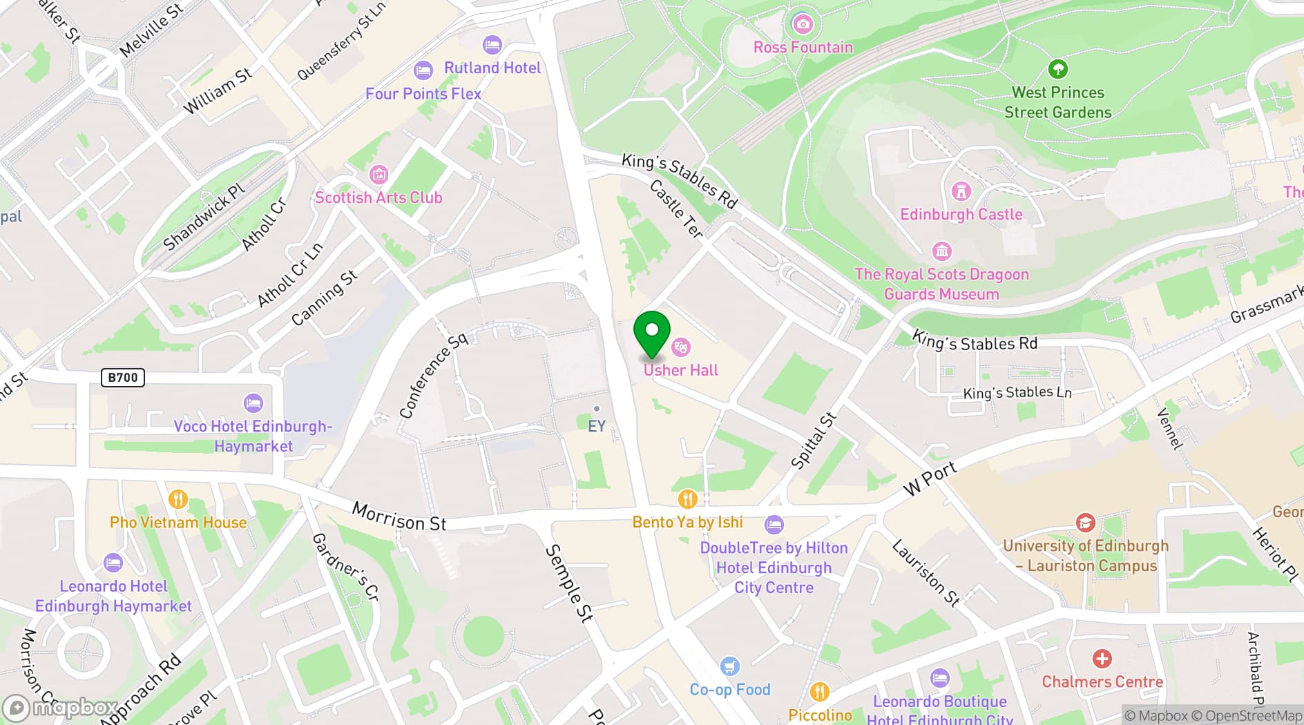 Map showing Usher Hall