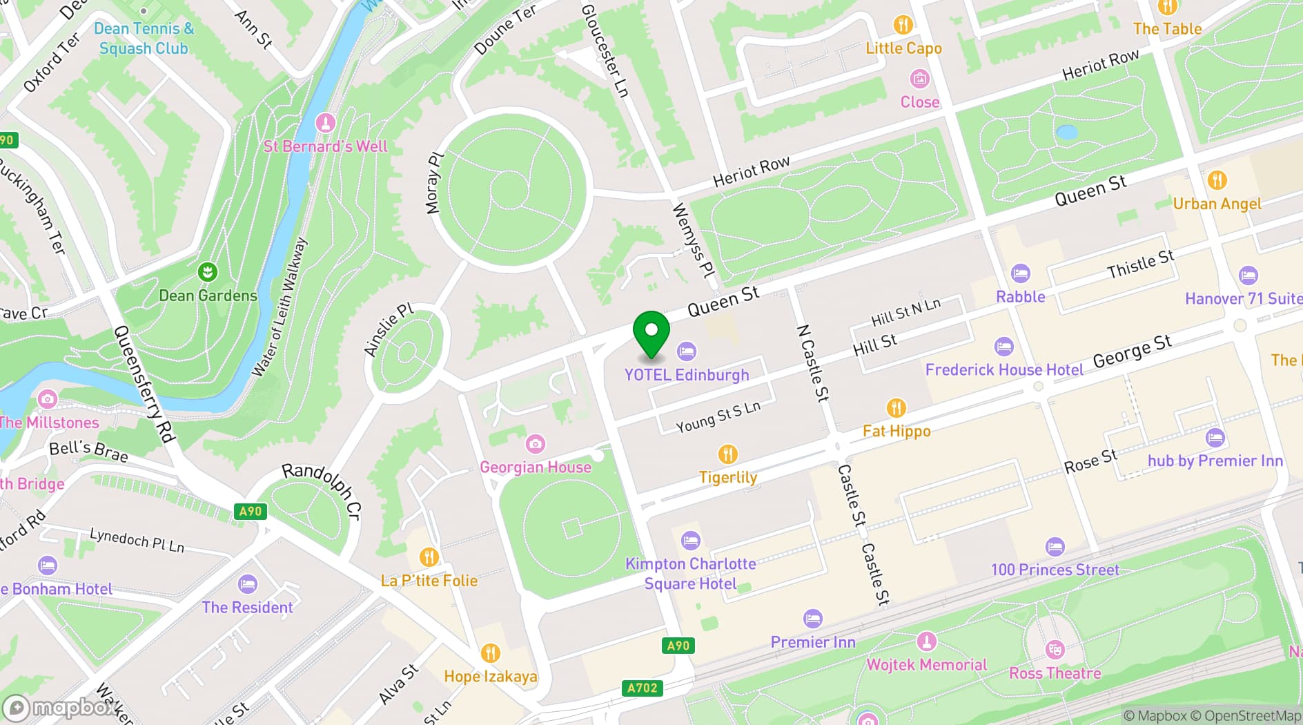 Map showing Heeton Concept Queen Street Edinburgh