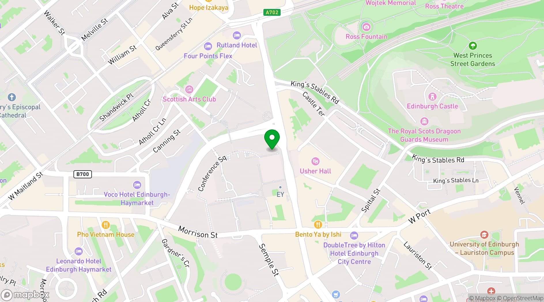 Map showing BrewDog Lothian Road