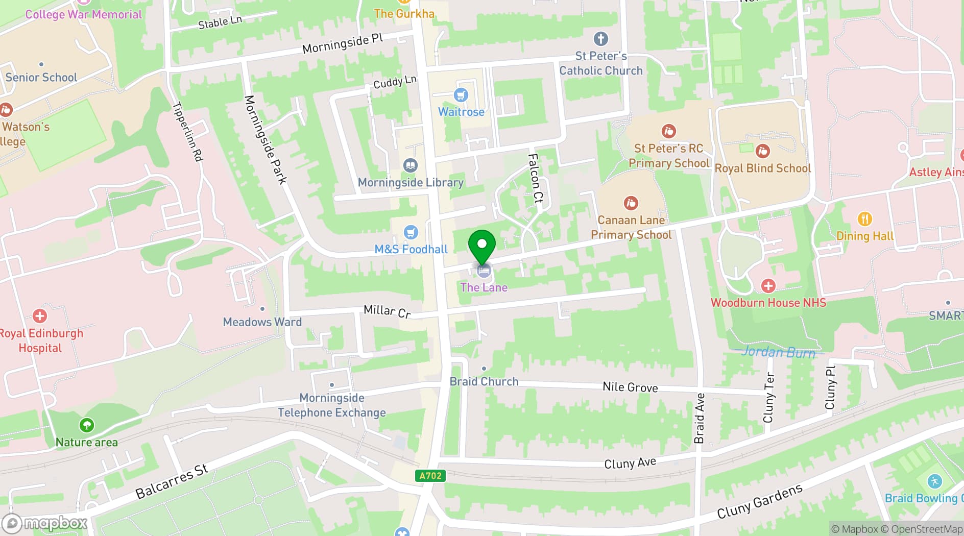 Map showing The Lane Hotel